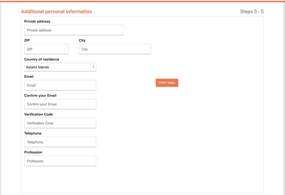 Additional personal details section of the Côte d’Ivoire eVisa application form.