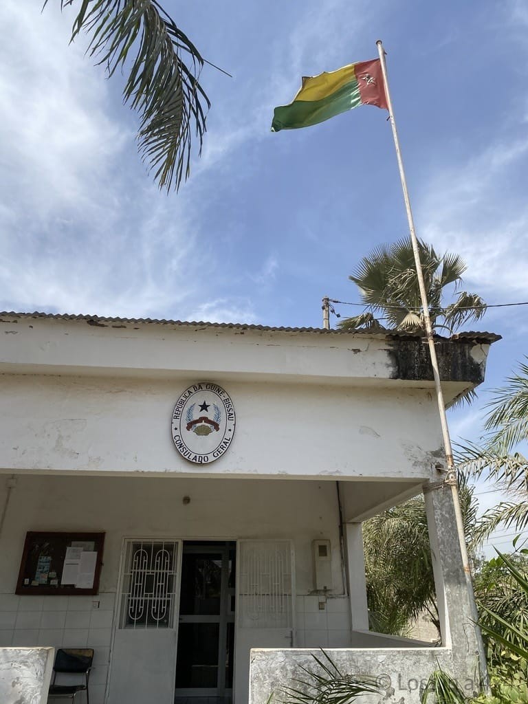Consulate of Guinea-Bissau in Ziguinchor, Senegal where travelers apply for the Guinea-Bissau visa during an overland journey through West Africa.