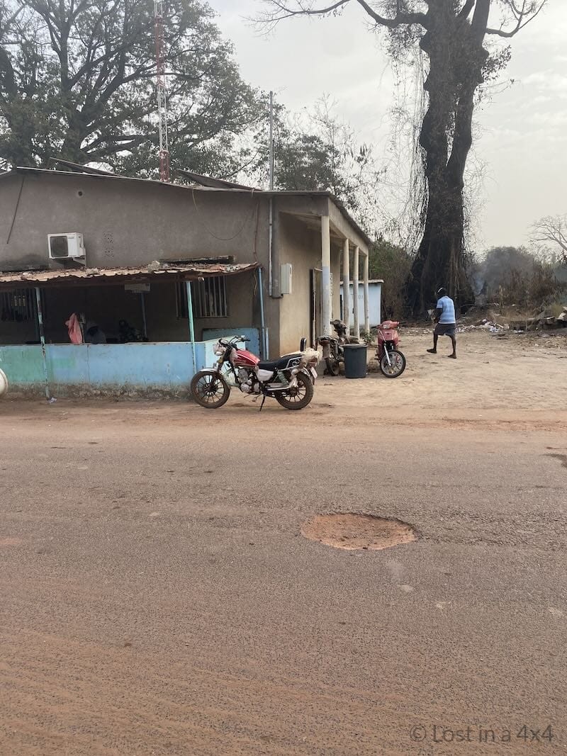 Senegalese police immigration office at the Mpack-Djengue border crossing where travelers receive their Senegal exit passport stamp.