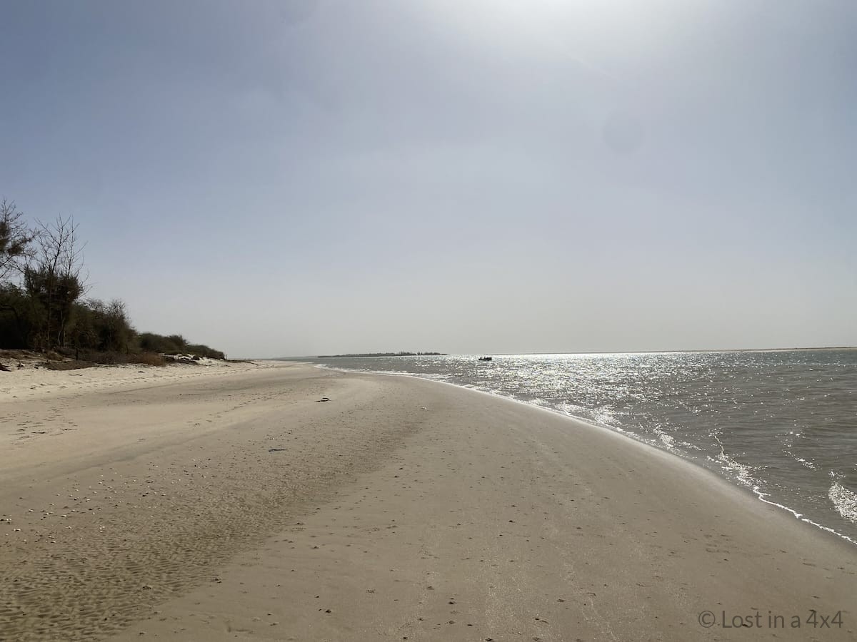 Beach at Zebra Bar camping in Senegal during a West Africa overland journey by Jeep Wrangler Rubicon