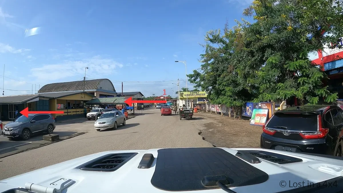 Ghana immigration building at the Noé–Elubo border crossing where entry processing and passport stamping takes place.