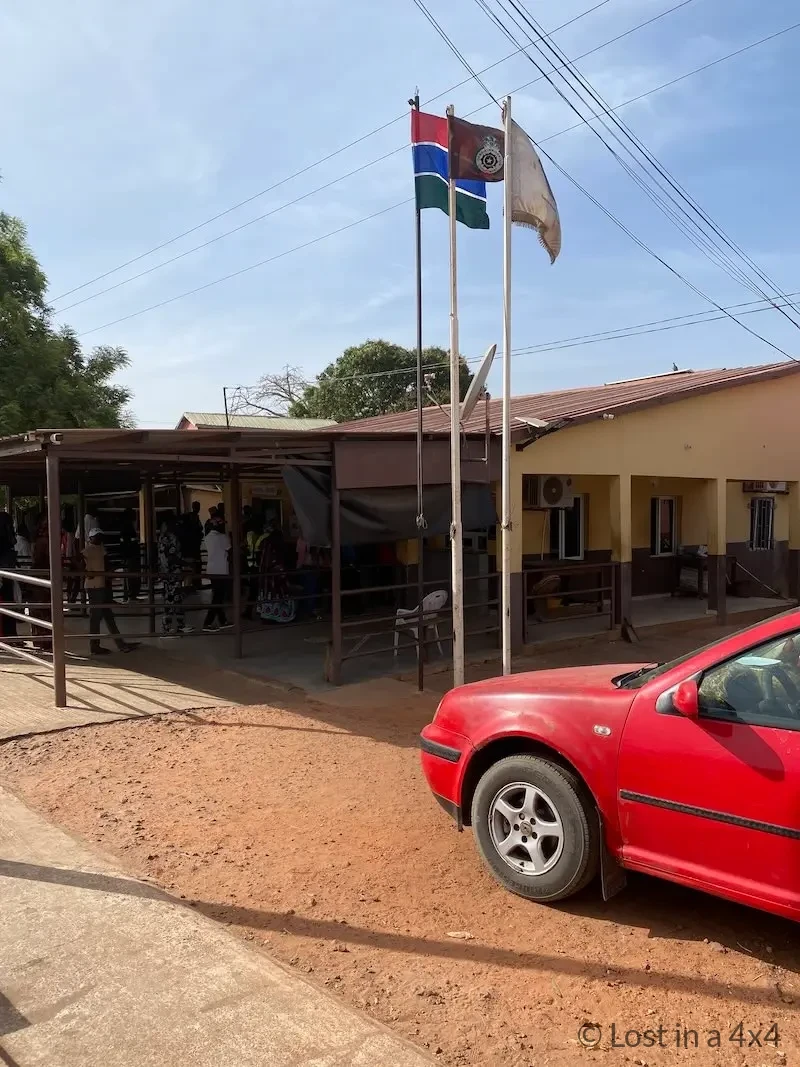 immigration office at Misera Border Post in The Gambia during an overland border crossing into Senegal.